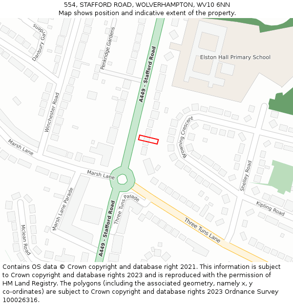 554, STAFFORD ROAD, WOLVERHAMPTON, WV10 6NN: Location map and indicative extent of plot