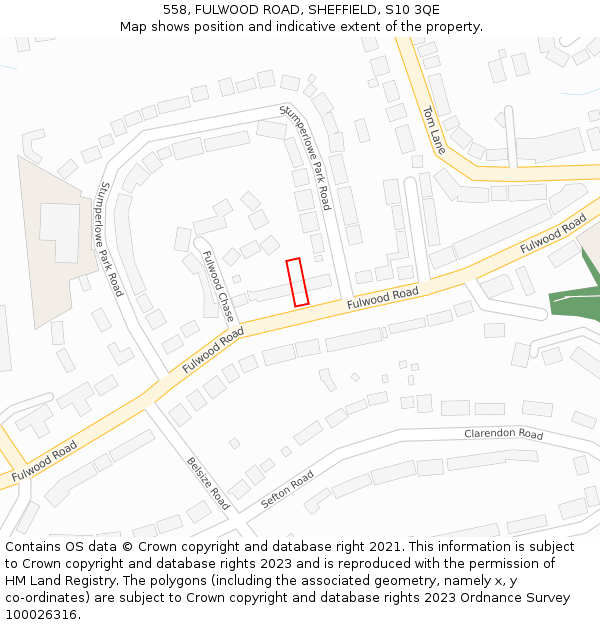 558, FULWOOD ROAD, SHEFFIELD, S10 3QE: Location map and indicative extent of plot