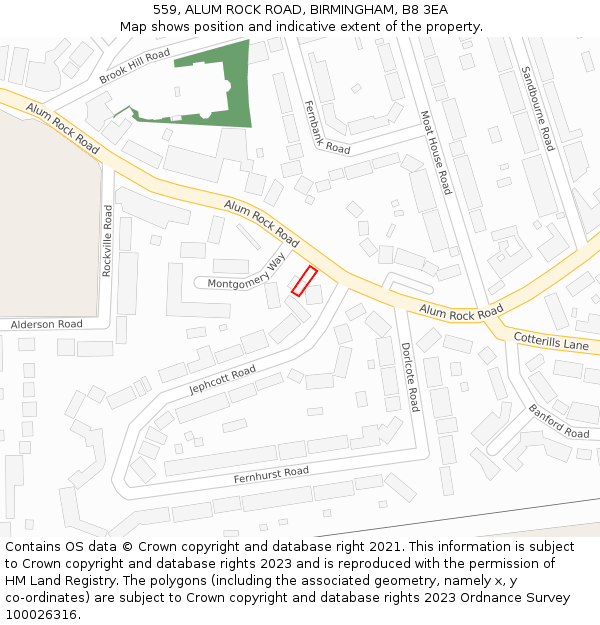 559, ALUM ROCK ROAD, BIRMINGHAM, B8 3EA: Location map and indicative extent of plot