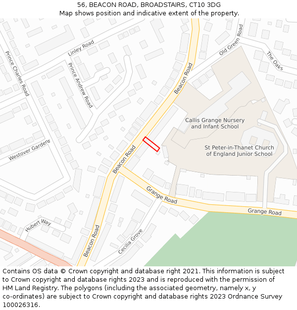 56, BEACON ROAD, BROADSTAIRS, CT10 3DG: Location map and indicative extent of plot
