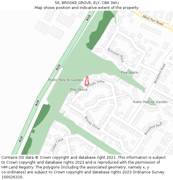 56, BROOKE GROVE, ELY, CB6 3WU: Location map and indicative extent of plot