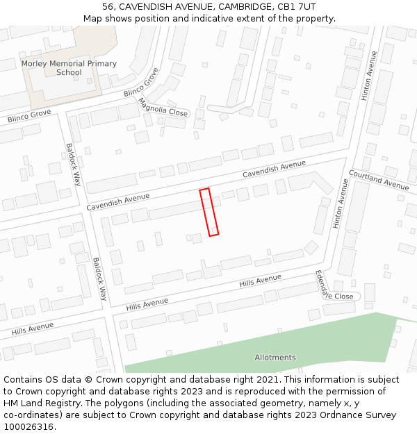 56, CAVENDISH AVENUE, CAMBRIDGE, CB1 7UT: Location map and indicative extent of plot