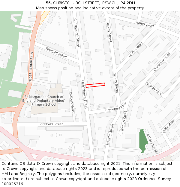 56, CHRISTCHURCH STREET, IPSWICH, IP4 2DH: Location map and indicative extent of plot