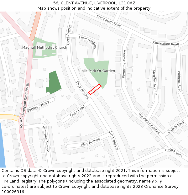 56, CLENT AVENUE, LIVERPOOL, L31 0AZ: Location map and indicative extent of plot