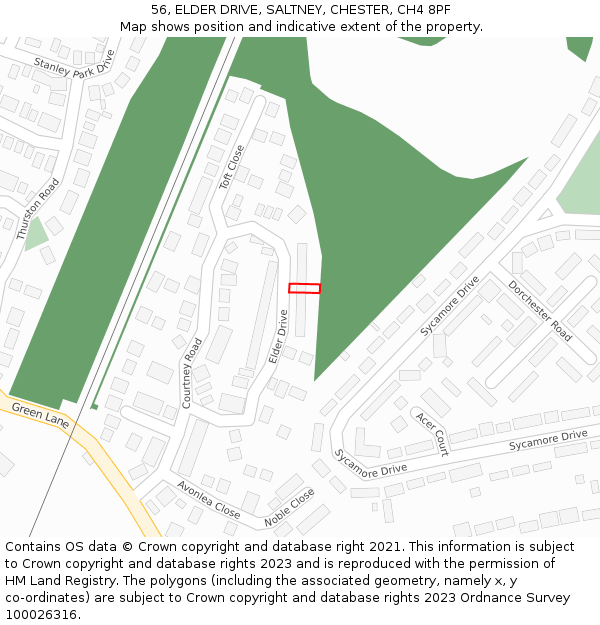 56, ELDER DRIVE, SALTNEY, CHESTER, CH4 8PF: Location map and indicative extent of plot