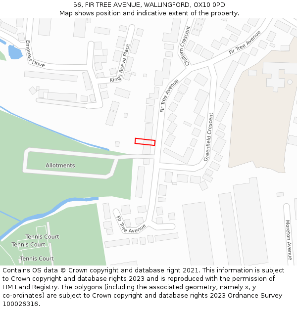 56, FIR TREE AVENUE, WALLINGFORD, OX10 0PD: Location map and indicative extent of plot