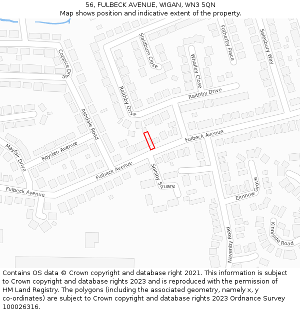 56, FULBECK AVENUE, WIGAN, WN3 5QN: Location map and indicative extent of plot