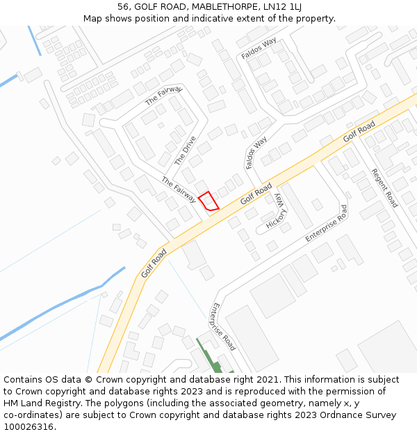 56, GOLF ROAD, MABLETHORPE, LN12 1LJ: Location map and indicative extent of plot