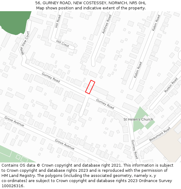 56, GURNEY ROAD, NEW COSTESSEY, NORWICH, NR5 0HL: Location map and indicative extent of plot