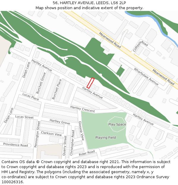 56, HARTLEY AVENUE, LEEDS, LS6 2LP: Location map and indicative extent of plot
