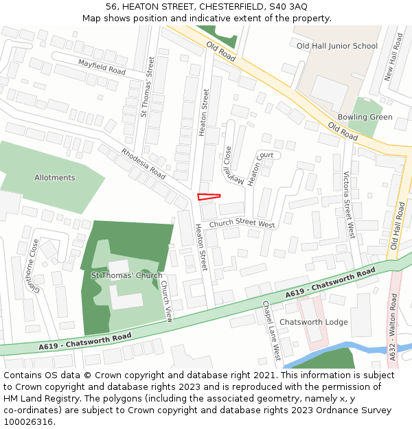 56, HEATON STREET, CHESTERFIELD, S40 3AQ: Location map and indicative extent of plot