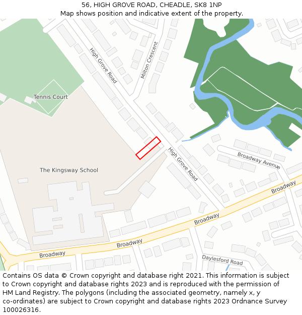 56, HIGH GROVE ROAD, CHEADLE, SK8 1NP: Location map and indicative extent of plot