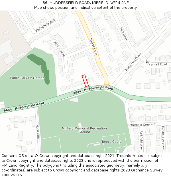 56, HUDDERSFIELD ROAD, MIRFIELD, WF14 9NE: Location map and indicative extent of plot
