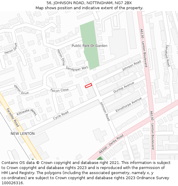 56, JOHNSON ROAD, NOTTINGHAM, NG7 2BX: Location map and indicative extent of plot