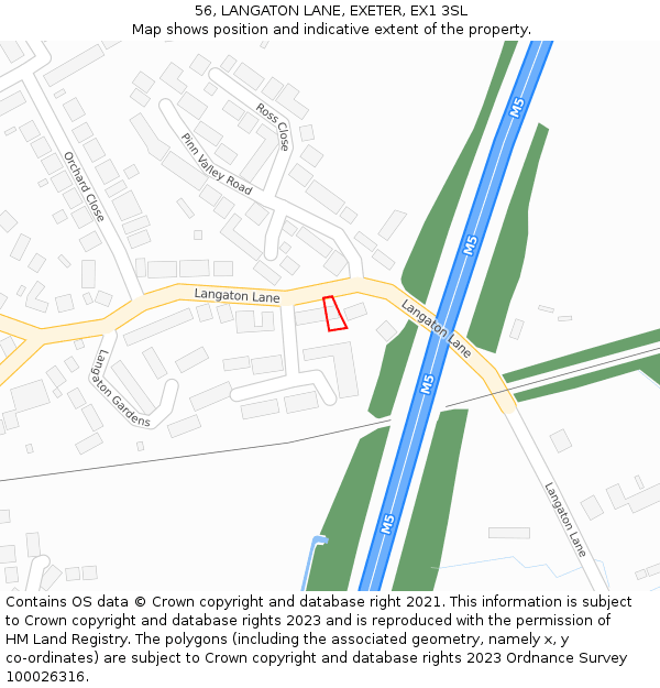 56, LANGATON LANE, EXETER, EX1 3SL: Location map and indicative extent of plot