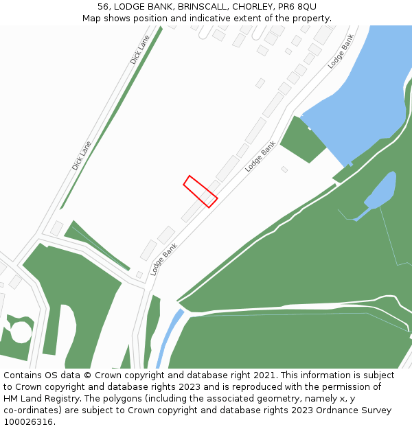 56, LODGE BANK, BRINSCALL, CHORLEY, PR6 8QU: Location map and indicative extent of plot