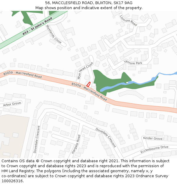 56, MACCLESFIELD ROAD, BUXTON, SK17 9AG: Location map and indicative extent of plot