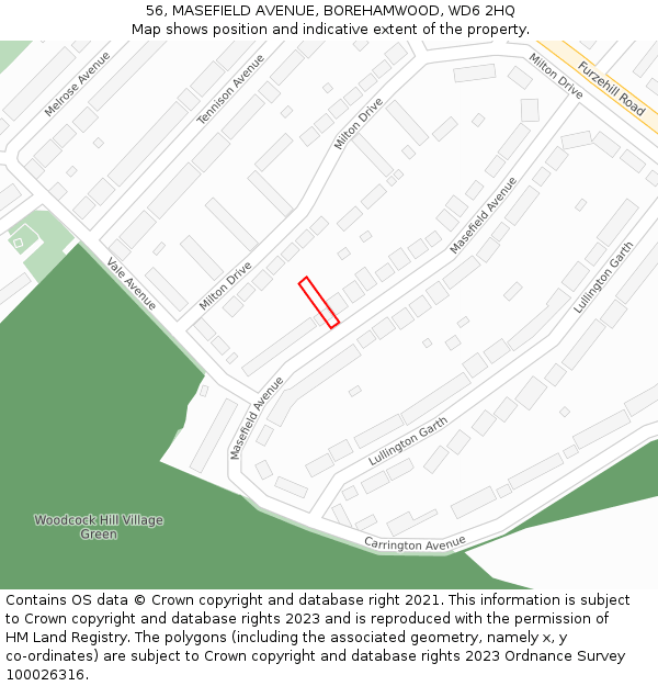 56, MASEFIELD AVENUE, BOREHAMWOOD, WD6 2HQ: Location map and indicative extent of plot