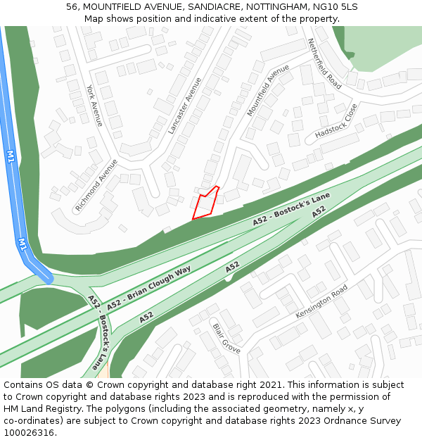56, MOUNTFIELD AVENUE, SANDIACRE, NOTTINGHAM, NG10 5LS: Location map and indicative extent of plot