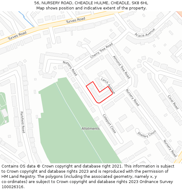 56, NURSERY ROAD, CHEADLE HULME, CHEADLE, SK8 6HL: Location map and indicative extent of plot