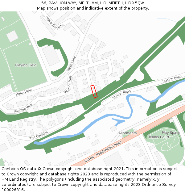 56, PAVILION WAY, MELTHAM, HOLMFIRTH, HD9 5QW: Location map and indicative extent of plot