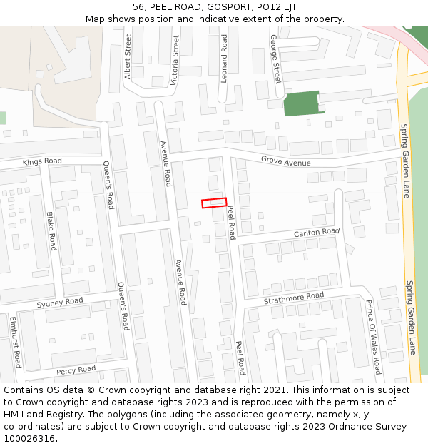 56, PEEL ROAD, GOSPORT, PO12 1JT: Location map and indicative extent of plot