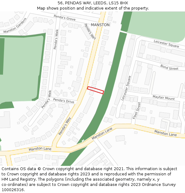 56, PENDAS WAY, LEEDS, LS15 8HX: Location map and indicative extent of plot