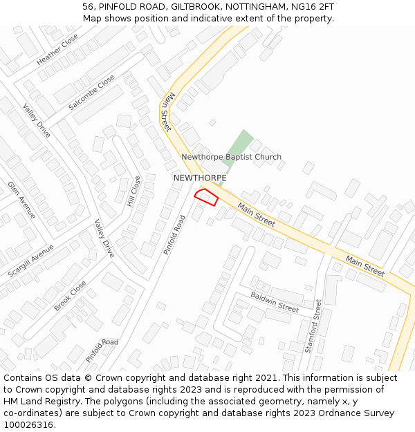 56, PINFOLD ROAD, GILTBROOK, NOTTINGHAM, NG16 2FT: Location map and indicative extent of plot