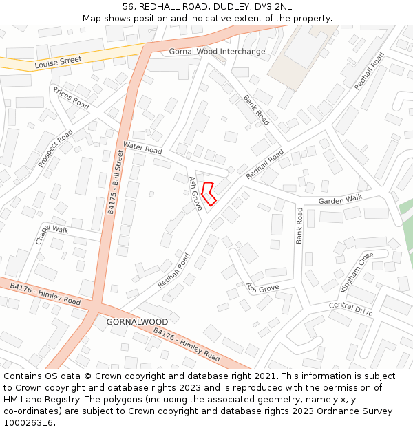 56, REDHALL ROAD, DUDLEY, DY3 2NL: Location map and indicative extent of plot