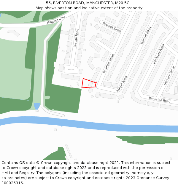 56, RIVERTON ROAD, MANCHESTER, M20 5GH: Location map and indicative extent of plot