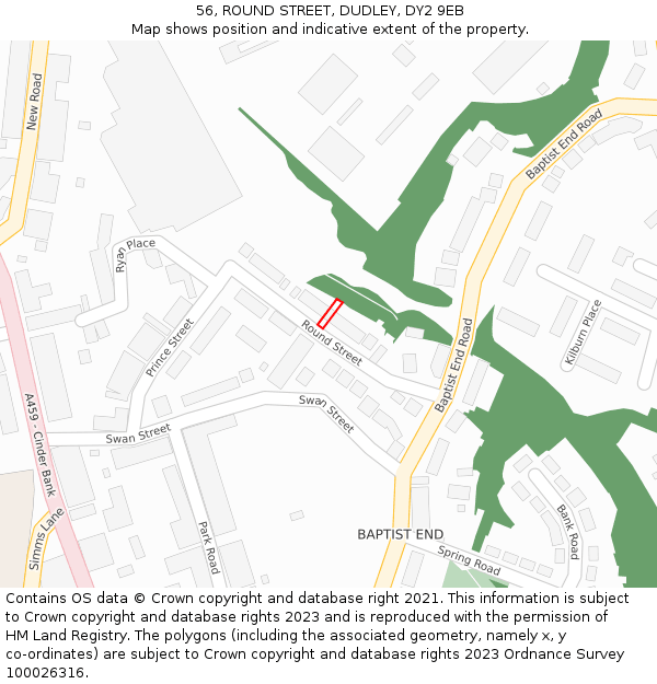 56, ROUND STREET, DUDLEY, DY2 9EB: Location map and indicative extent of plot