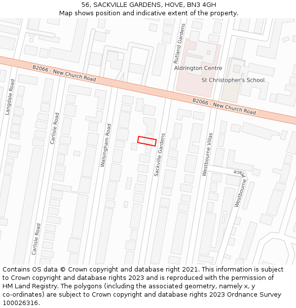 56, SACKVILLE GARDENS, HOVE, BN3 4GH: Location map and indicative extent of plot