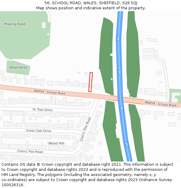 56, SCHOOL ROAD, WALES, SHEFFIELD, S26 5QJ: Location map and indicative extent of plot