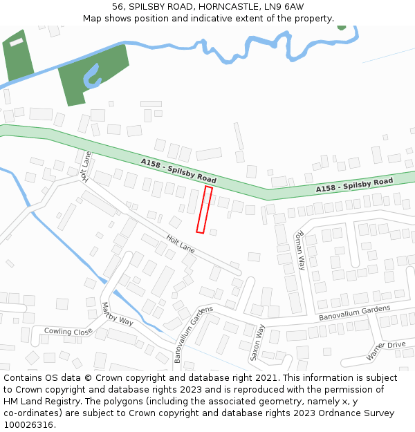 56, SPILSBY ROAD, HORNCASTLE, LN9 6AW: Location map and indicative extent of plot