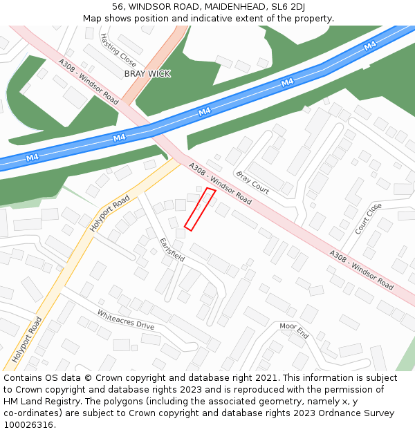 56, WINDSOR ROAD, MAIDENHEAD, SL6 2DJ: Location map and indicative extent of plot