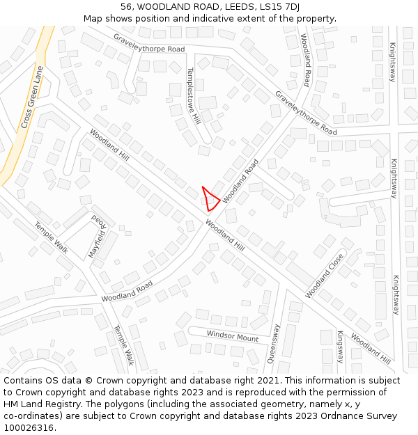 56, WOODLAND ROAD, LEEDS, LS15 7DJ: Location map and indicative extent of plot