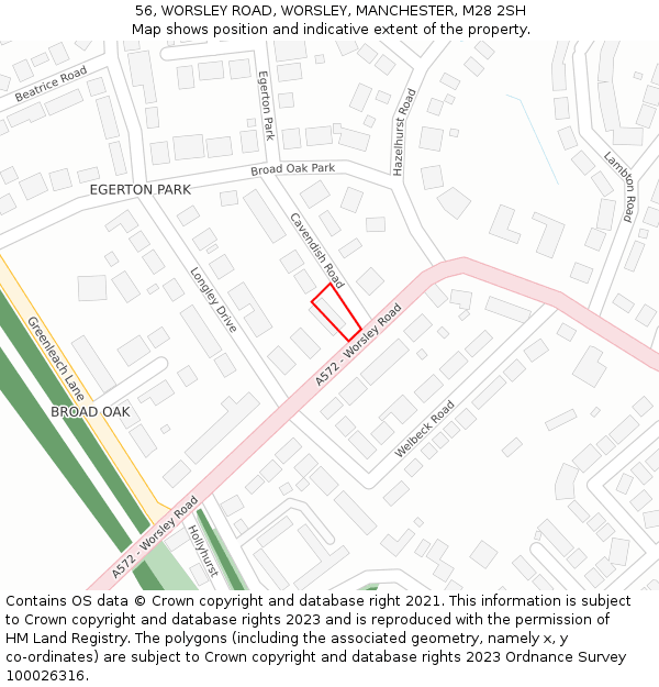 56, WORSLEY ROAD, WORSLEY, MANCHESTER, M28 2SH: Location map and indicative extent of plot