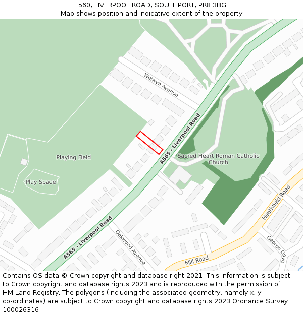560, LIVERPOOL ROAD, SOUTHPORT, PR8 3BG: Location map and indicative extent of plot