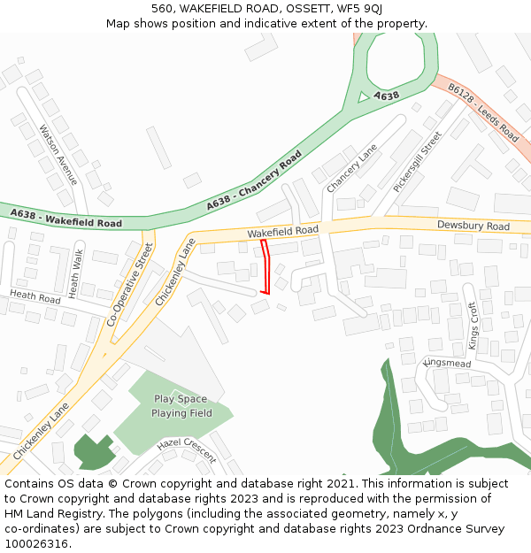 560, WAKEFIELD ROAD, OSSETT, WF5 9QJ: Location map and indicative extent of plot