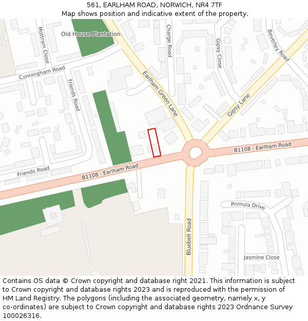 561, EARLHAM ROAD, NORWICH, NR4 7TF: Location map and indicative extent of plot
