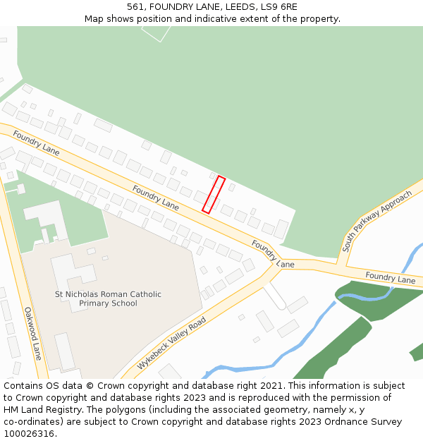 561, FOUNDRY LANE, LEEDS, LS9 6RE: Location map and indicative extent of plot