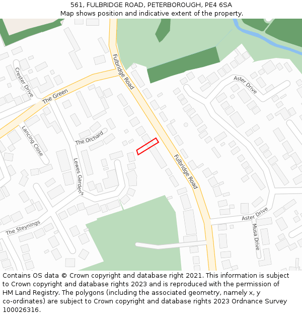 561, FULBRIDGE ROAD, PETERBOROUGH, PE4 6SA: Location map and indicative extent of plot