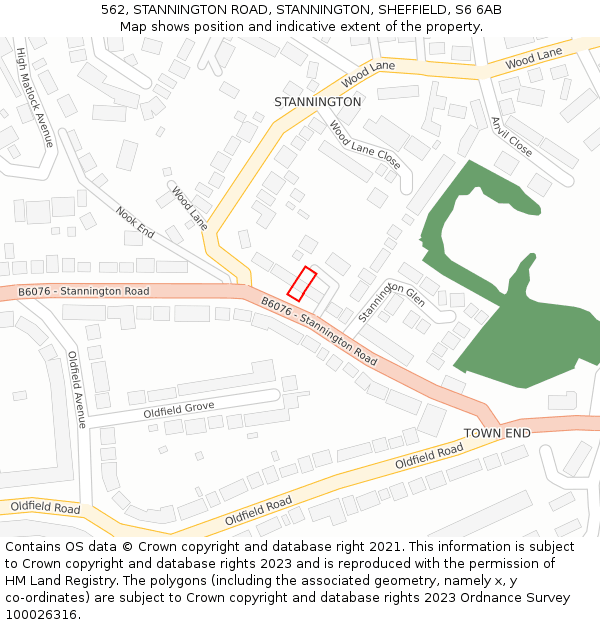 562, STANNINGTON ROAD, STANNINGTON, SHEFFIELD, S6 6AB: Location map and indicative extent of plot