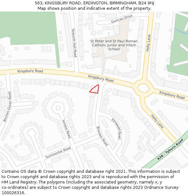 563, KINGSBURY ROAD, ERDINGTON, BIRMINGHAM, B24 9NJ: Location map and indicative extent of plot