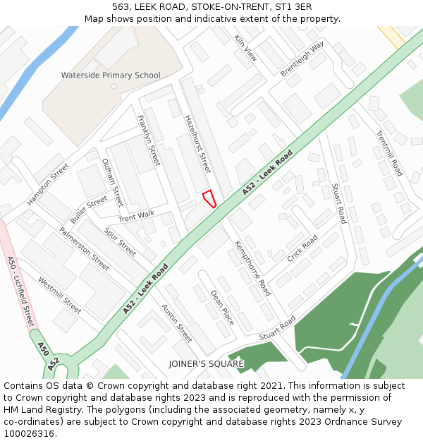 563, LEEK ROAD, STOKE-ON-TRENT, ST1 3ER: Location map and indicative extent of plot