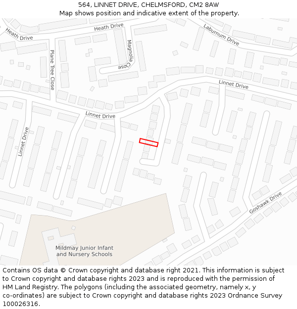 564, LINNET DRIVE, CHELMSFORD, CM2 8AW: Location map and indicative extent of plot