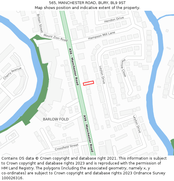 565, MANCHESTER ROAD, BURY, BL9 9ST: Location map and indicative extent of plot