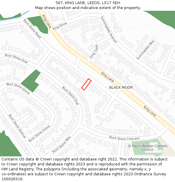 567, KING LANE, LEEDS, LS17 5EH: Location map and indicative extent of plot