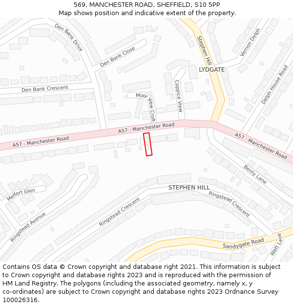 569, MANCHESTER ROAD, SHEFFIELD, S10 5PP: Location map and indicative extent of plot