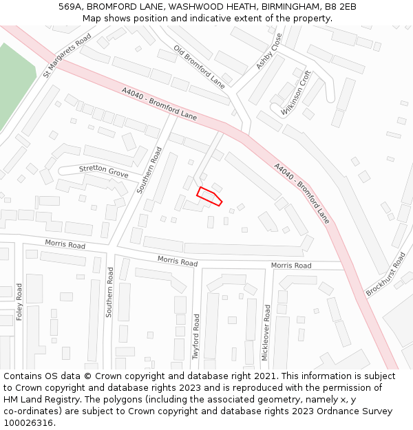 569A, BROMFORD LANE, WASHWOOD HEATH, BIRMINGHAM, B8 2EB: Location map and indicative extent of plot